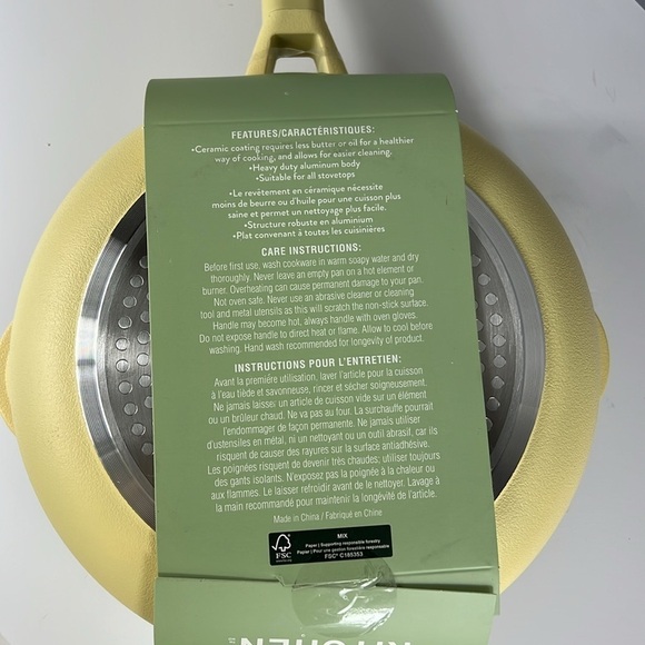 Authentic Kitchen Ceramic Nonstick 10.3” 2.6 QT Skillet Frying Pan Yellow NEW - Picture 9 of 9